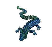 3D Printed Dragon - Moving Figure | 30 cm Flexible Articulated Crystal Body with Rainbow Colour Changing | A Fluorescent Swinging Display Creature That Ver