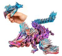3D Printed Dragon Toys with Eyes, 24 inches 3d printed dragon large, Winged Dragon, Bendable and Flexible Big Fidget (Dazzling colors)