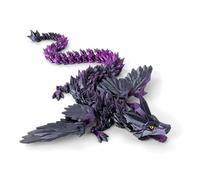 3D Printed Dragon Toys with Eyes, 24 inches 3d printed dragon large, Winged Dragon, Bendable and Flexible Big Fidget (Purple-black)