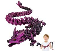 3D Printed Dragon Toys with Eyes - 24 inches Dazzling Gradient Crystal Wyrm, Bendable and Flexible Big Fidget, Articulated Gem Serpent Figure for Home Office Decor, Easter Gifts for Kids