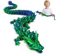 3D Printed Dragon Toys with Eyes - 24 inches Dazzling Gradient Crystal Wyrm, Bendable and Flexible Big Fidget, Articulated Gem Serpent Figure for Home Office Decor, Easter Gifts for Kids