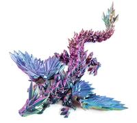 3D Printed Dragon with Wings, 9" Articulated Winged Dragon for Home Office Decor Executive Desk Toys, Red Yellow Blue