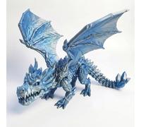 3D Printed Dragon with Wings Articulated Crystal Dragon Figurine 3D Printed Animals Fidget Desk Accessory for Home Office Decor (Blue,S)