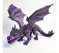3D Printed Dragon with Wings Articulated Crystal Dragon Figurine 3D Printed Animals Fidget Desk Accessory for Home Office Decor (Purple,L)