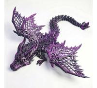 3D Printed Dragon with Wings Fully Articulated Crystal Dragon Toy Posable 3D Printed Animals Action Figure Fantasy Desk Pet and 3D Printed Fidgets for Office and Home Decor (Purple,M)
