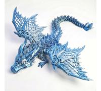 3D Printed Dragon with Wings Fully Articulated Crystal Dragon Toy Posable 3D Printed Animals Action Figure Fantasy Desk Pet and 3D Printed Fidgets for Office and Home Decor (Blue,S)