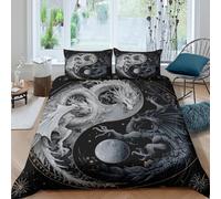 3D Printed Dragon Yin Yang Duvet Cover, Microfiber Comforter Cover Hidden