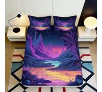 3D Printed Dreamy Galaxy Fitted Sheet Microfiber Full Wrap Bedroom Bedding Dreamy Galaxy Mattress Fitted Cover Deep Pocket Non-Slip 160x200x25cm