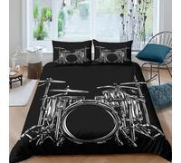 3D Printed Drum Duvet Cover, Microfiber Bedding Cover Hidden Zipper for