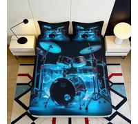 3D Printed drum pattern Fitted Sheet, soft touch Microfiber, wrinkle resistant, home decor piece, Bed Sheet for bedroom, guest room bedding, easy care, 100-120cm 90x200x25cm
