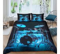 3D Printed Drum Set Duvet Cover, Microfiber Bedding Cover Hidden Zipper for