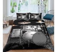 3D Printed Drum Set Duvet Cover, Microfiber Bedding Cover Hidden Zipper for