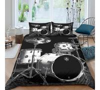3D Printed Drum Set Duvet Cover, Microfiber Bedding Cover Hidden Zipper for