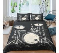 3D Printed Drum Set Duvet Cover, Microfiber Comforter Cover Hidden Zipper