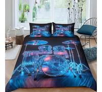 3D Printed Drum Set Quilt Cover, Microfiber Duvet Cover Hidden Zipper for