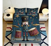 3D Printed Drummer Soldier Fitted Sheet Microfiber Non-Slip Deep Pocket Bedroom Bedding Soldier Mattress Fitted Cover for Adults 160x200x25cm