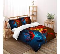 3D Printed Dual Ice And Fire Rose Quilt Cover Wild Flower Bedding Set 3 Pieces Soft Microfiber with Pillowcases,Hidden Zipper for Boys And Girls Double(200x200cm) Room Decor