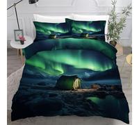 3D Printed Duvet Cover 3 Pieces Aurora Bedding Set King with Zipper Closure and 2 Pillowcase Snow Mountain Camping Soft Cosy Microfiber Reversible Quilt Cover for Teens24B22