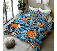 3D Printed Duvet Cover 3 Pieces Basketball Bedding Set Double with Zipper Closure and 2 Pillowcase Graffiti Sports Soft Cosy Microfiber Reversible Quilt Cover for Kids Teens25a1
