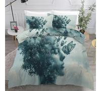 3D Printed Duvet Cover 3 Pieces Butterfly Bedding Set Double with Zipper Closure and 2 Pillowcase Women Art Painting Soft Cosy Microfiber Reversible Quilt Cover for Kids Teens17B13