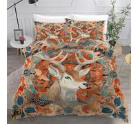 3D Printed Duvet Cover 3 Pieces Deer Bedding Set Super King with Zipper Closure and 2 Pillowcase Animals Plants Soft Cosy Microfiber Reversible Quilt Cover for Teens17B31