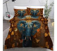 3D Printed Duvet Cover 3 Pieces Elephant Bedding Set Double with Zipper Closure and 2 Pillowcase Animals Thai Soft Cosy Microfiber Reversible Quilt Cover for Kids Teens17B25