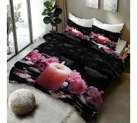 3D Printed Duvet Cover 3 Pieces Flowers Bedding Set King with Zipper Closure and 2 Pillowcase Candles Romance Soft Cosy Microfiber Reversible Quilt Cover for Teens27a34