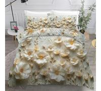 3D Printed Duvet Cover 3 Pieces Flowers Bedding Set Single with Zipper Closure and 2 Pillowcases Embossing Minimalist Style Soft Cosy Microfiber Reversible Quilt Cover for Kids Teens17B28
