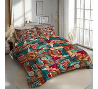 3D Printed Duvet Cover 3 Pieces Geometric Shapes Bedding Set Double with Zipper Closure and 2 Pillowcase Abstract Art Soft Cosy Microfiber Reversible Quilt Cover for Kids Teens25a21