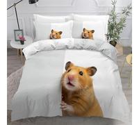 3D Printed Duvet Cover 3 Pieces Hamster Bedding Set King with Zipper Closure and 2 Pillowcase Animals Cute Soft Cosy Microfiber Reversible Quilt Cover for Teens17B6