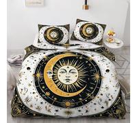 3D Printed Duvet Cover 3 Pieces Moon Bedding Set Single with Zipper Closure and 2 Pillowcases Astrology The Night Sky Soft Cosy Microfiber Reversible Quilt Cover for Kids Teens27a12