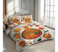3D Printed Duvet Cover 3 Pieces Noodle Bedding Set Super King with Zipper Closure and 2 Pillowcase Tomatoes Vegetables Soft Cosy Microfiber Reversible Quilt Cover for Teens24B11