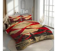 3D Printed Duvet Cover 3 Pieces Oriental Art Bedding Set Double with Zipper Closure and 2 Pillowcase Wuxia Style Soft Cosy Microfiber Reversible Quilt Cover for Kids Teens27a29