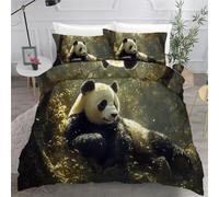 3D Printed Duvet Cover 3 Pieces Panda Bedding Set Double with Zipper Closure and 2 Pillowcase Animals Bamboo Forest Soft Cosy Microfiber Reversible Quilt Cover for Kids Teens24B21