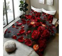 3D Printed Duvet Cover 3 Pieces Roses Bedding Set Single with Zipper Closure and 2 Pillowcases Flowers Romance Soft Cosy Microfiber Reversible Quilt Cover for Kids Teens27a20