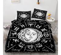 3D Printed Duvet Cover 3 Pieces Twelve Constellations Bedding Set Double with Zipper Closure and 2 Pillowcase Gothic Style Soft Cosy Microfiber Reversible Quilt Cover for Kids Teens27a29
