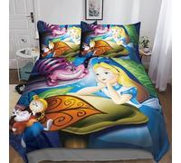 3D Printed Duvet Cover Alice's Adventures in Wonderland Bedding Set for Children Teens Alice Pattern Duvet Cover Set with Pillowcases Microfiber Quilt Cover with Hidden Zipper Closure Double（200x200cm