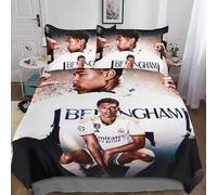 3D Printed Duvet Cover Jude Bellingham Bedding Set for Children Teens Football Star Pattern Duvet Cover Set with Pillowcases Microfiber Quilt Cover with Hidden Zipper Closure King（220x240cm）
