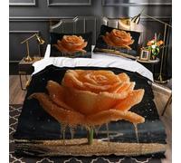 3D Printed Duvet Cover Rose Printed Luxury Duvet Cover Set Big Flowers Quilt Cover Bedroom Collection 3Pcs Single Size(135 x 200 cm )