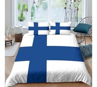 3D Printed Duvet Cover Set Bedding Set For Adults Teenager 3Pcs Finnish Flag Single 135X200 Cm Decoration Comforter Cover With Zipper Closure For Home Decoration Quilt Cover With 2 Pillow-11738849735