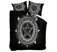 3D Printed Duvet Cover Set Double 200x200 cm Hand-Painted Mysterious Pattern Black Bedding 3 Pcs Sets, Soft Easy Care Polycotton Quilt Covers Set, Kids Adults Bedroom Decor Bed Covers