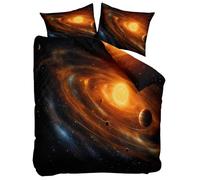 3D Printed Duvet Cover Set Double 200x200 cm Space Planet Black Bedding 3 Pcs Sets, Soft Easy Care Polycotton Quilt Covers Set, Kids Adults Bedroom Decor Bed Covers