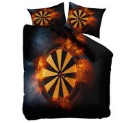 3D Printed Duvet Cover Set Double 200x200 cm Sports Dart Board Black Bedding 3 Pcs Sets, Soft Easy Care Polycotton Quilt Covers Set, Kids Adults Bedroom Decor Bed Covers