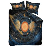 3D Printed Duvet Cover Set King 230x220 cm Solar System Planets Black Bedding 3 Pcs Sets, Soft Easy Care Polycotton Quilt Covers Set, Kids Adults Bedroom Decor Bed Covers