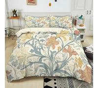 3D Printed Duvet Cover Set King 230x220 cm William Morris Style Flowers Bedding 3 Pcs Sets, Soft Easy Care Polycotton Quilt Covers Set, Kids Adults Bedroom Decor Bed Covers