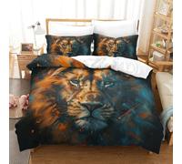 3D Printed Duvet Cover Set Lion Comforter With Pillow Cases Home Bedding Cover Sets With Invisible Zipper for Boys Girls Adult King（220x240cm）