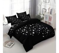 3D Printed Duvet Cover Set Single 135x200 cm Simple Stars Black Bedding 3 Pcs Sets, Soft Easy Care Polycotton Quilt Covers Set, Kids Adults Bedroom Decor Bed Covers