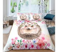 3D Printed Duvet Cover With 2 Pillowcases - Animal Hedgehog Single 90X190 Cm - Bedding Set With Zipper Closure Hypoallergenic Soft Quilt Cover Set - Comfortable Fabrics-23547668744