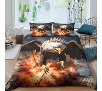3D Printed Eagle flying Comforter Cover Premium Polyester Fantasy art style Quilt Cover Wrinkle Free Durable for Young Adults Rental Apartment Bedroom Use Super king（260x220cm）