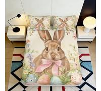 3D Printed Easter Bunny Fitted Sheet, Microfiber Soft Touch, Bed Cover for Bedroom Decor, Durable, Wrinkle Resistant, Guest Room Bedding, Easy Care, Rabbit Eggs Print, Home Use, 120x200cm 90x200x25cm